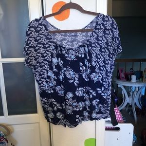 Blue Double Pattern Blouse